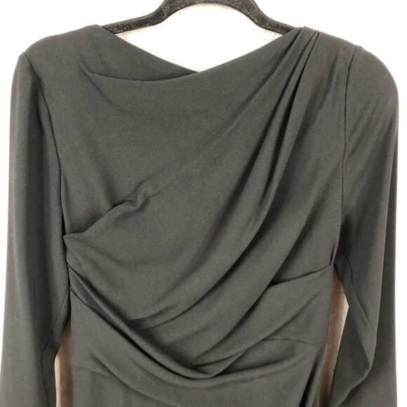 Talbots Runhof Dress Womens 12 Black Ruched Long Sleeve Event Occasion Formal - Picture 9 of 13